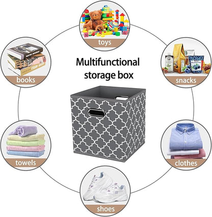 Fabric Cloth Storage Bins,Fabric Cube Organizer with Dual Handles Foldable Cube Storage Baskets for Home Bedroom Storage,Set of 3,(Gray Light)