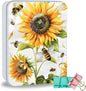 Metal Tin Box Sturdy Metal Storage Box with Lid, Large Container Holder for TCG Cards,Car Keys,Cookies,Tin Containers for Gift,5.0x3.7x1.6 Inch,Exquisite Pattern Design(Bee Sunflowers)