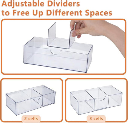 1PCS Square Qtip Holder Dispenser, Clear Cotton Ball Holder With Compartments, Stackable Cotton Pad Container, Cosmetic Organizer for Bathroom Canisters Vanity Makeup (1pc separate)
