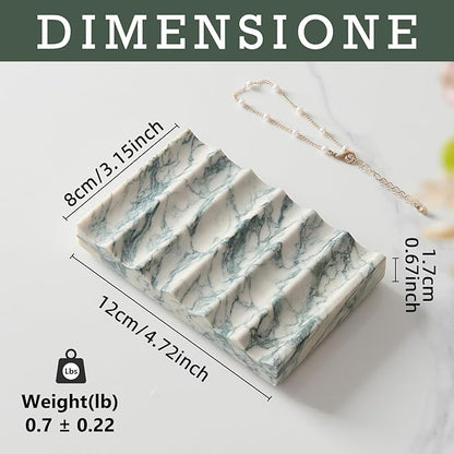 Real Luxurious Natural Marble Soap Dish for Shower,soap Dish for Bathroom,Non-Ceramic/Non-Resin Stone soap Tray（Cyan Green）