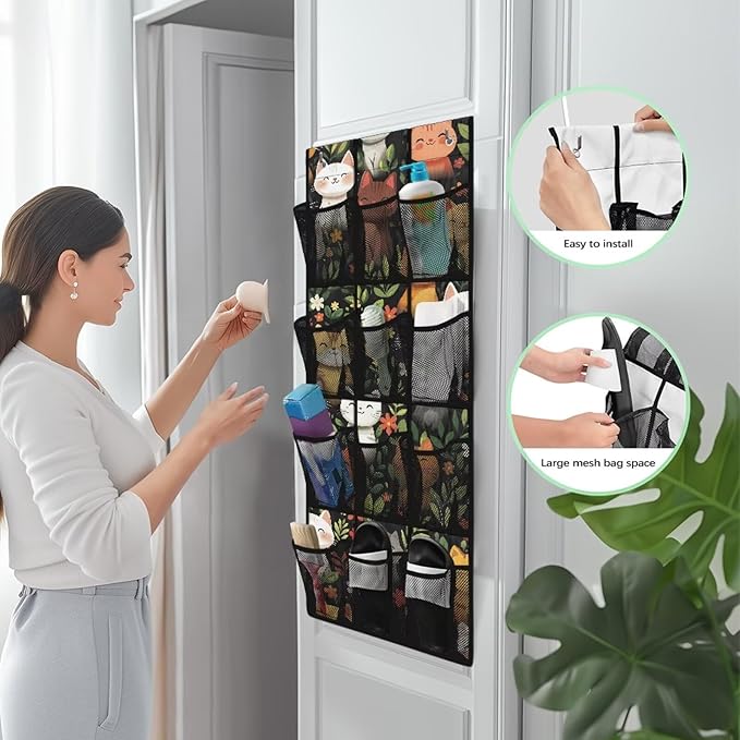 Generic Cute Cat Back of The Door Organizer Reusable Over The Door Organizer Bedroom Meet Diverse Storage Needs and Make Finding Things More Convenient and Efficient