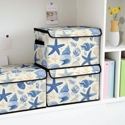 Stackable Clothes Storage Bins with Lids,Closet Organizers Fabric Cat Printing Box for Home and Office,Blanket Clothes Organizers,Under Bed Storage Containers 3 Pack.