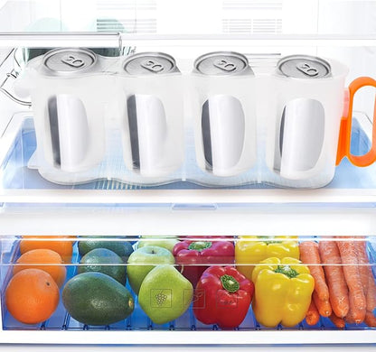 Fridge Can Dispenser Organizer Storage Bin for Soda Beer Cans with Smooth Slide Orange Beverage Container for Kitchen and Home