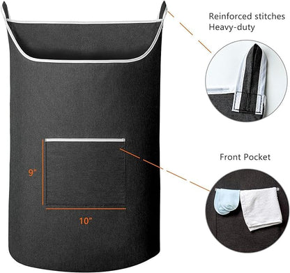SAVERHO Black Hanging Laundry Hamper Bag, XL Door Hanging Hamper with Large Openging Laundry Hamper Storage Bag Large Size 36X22 Inch (Black)