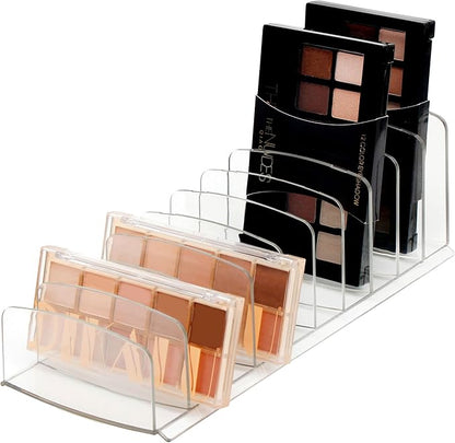 Youngever Large Plastic Makeup Palette Organizer, Clear Eyeshadow Holder, 10 Compartment Cosmetic Palette Organizer, Makeup Palette Holder