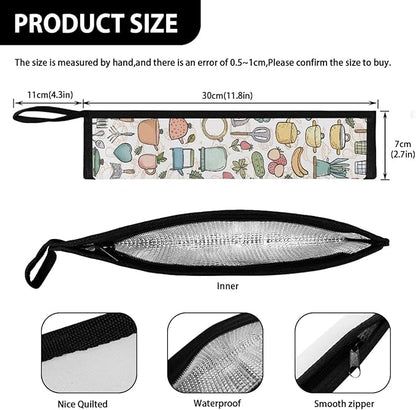 Portable Travel Tableware Box Kitchen Motif Flatware Storage Box Case Travel Utensils Cutlery Case with Bag for Fork Spoon Chopsticks