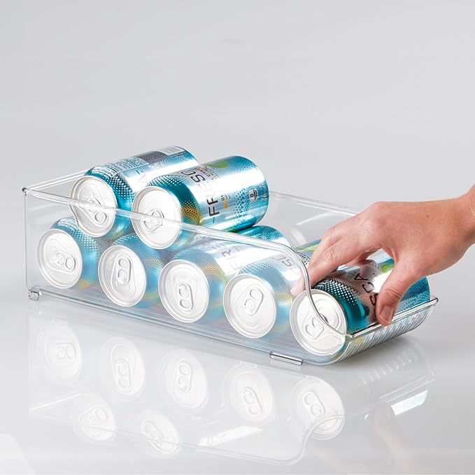 iDesign Soda Can Dispenser for Refrigerator or Pantry - Set of 6 - Clear - Made in USA