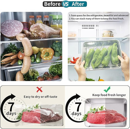 GIUOIDUO stainless steelFood Storage Containers setsstorage box with lidfreezer FrozenKitchen tray with lidOven plateSide dish plate Freezer & Dishwasher Safe