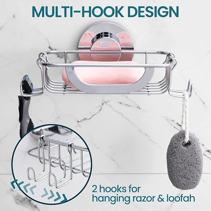 TAILI Soap Holder Soap Dish for Shower, Suction Cup Soap Holder for Shower Wall, Bathroom Accessories, Removable Strong Hold Soap Saver, Drill Free