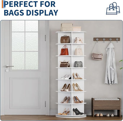 GarveeHome 7 Tier Rotating Shoe Rack Tower, 360° Revolving Free Standing Spinning Shoe Organizer, Vertical Spinning Shoes Display, Shoes Rack Storage Round Carousel, Rotate Shoes Closet Organization