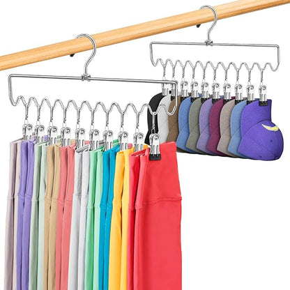 Pants Hangers Space Saving with Clips,Closet Organizers and Storage,20 Non-Slip Rubber Clips Metal Legging Organizer for Jeans Skirt Home Essentials,Dorm Room Essentials for College Students Girls Guy