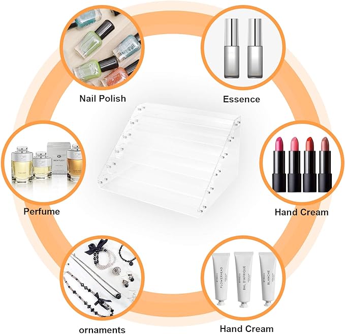BTremary Clear Nail Polish Paint Organizer Holder Rack Shelf 6 Tier Acrylic Tattoo Ink Essential Oil Display Stand Holds Up to 48-96 Bottles for Table (Fit 1-2oz Bottles)