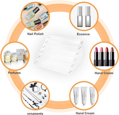 BTremary Clear Nail Polish Paint Organizer Holder Rack Shelf 6 Tier Acrylic Tattoo Ink Essential Oil Display Stand Holds Up to 48-96 Bottles for Table (Fit 1-2oz Bottles)