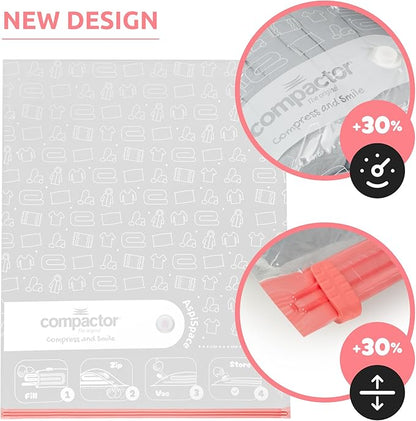 Compactor Set of 2 Space Saving Vacuum Storage Bags, Extra Flat, Size 1 x Medium and 1 x Large, 55 x 90 cm and 80 x 100 cm, Transparent,Aspispace Range, RAN2233