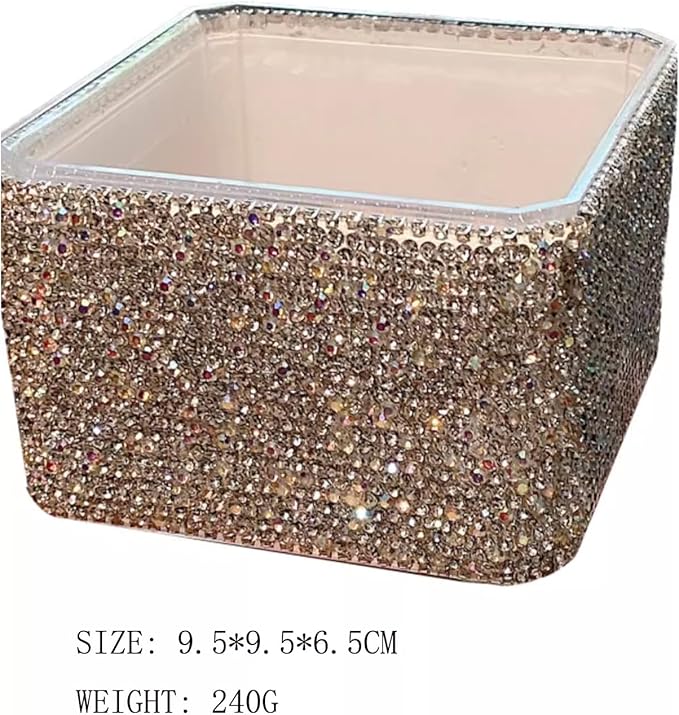 Bling Luxurious Rhinestone Desktop Organizer - High-End Makeup Storage Box Organizer Holder - Elegant Vanity Lipstick Display for Bedroom Dressing Table (Silver)