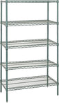 Quantum Storage Systems WR54-1448P Starter Kit Wire Shelves Green Epoxy 4 Shelves 54" H x 48" W x 14" D
