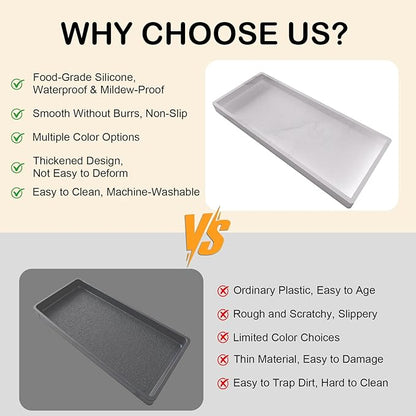 Bathroom Vanity Tray, Silicone 11.8 x 5 Inch Bathroom Counter Tray Decor, Extra-Large Bathroom Trays Holders and Organizers for Toilet Top, Dresser, Waterproof Decorative Tray, Marble White
