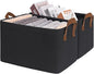 CHICVITA Large Storage Bins for Clothes and Toys, Black Fabric Bin for Living Room, 16 " L x 11" W x 9 " H, 2-Pack