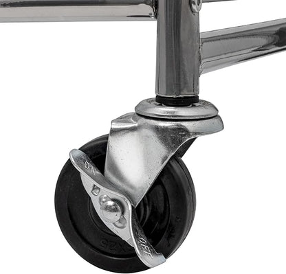 Household Essentials 6028-1 Rolling Laundry Cart with Hanging Bar - Chrome Finish, STORAGE, Metallic