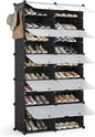 Mondeer Shoe Rack, Plastic Shoe Cabinet, 10 Levels, Shoe Rack Organiser Holds 40 Pairs of Shoes, Space Saving, for Hallway, Bedroom, Living Room, Entrance (Black)