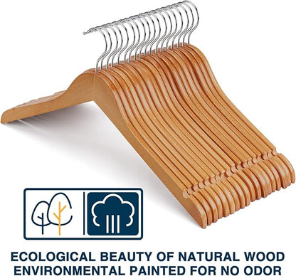 Wooden Shirt Hangers - Pack of 30 Sturdy Wood Hangers, Ideal for Laundry & Everyday Use, Heavy Duty, Natural