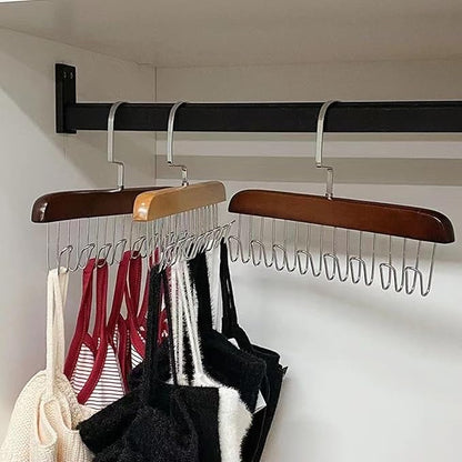 Anti Slip Multi Hook Coat Rack Storage Hangers, Wooden Belt Hanger for Closet with 8 Hooks, Anti Slip Multi Hook Coat Rack, Multifunctional Hanger with Multiple Hooks for Ties, Scarves (A, One Size)