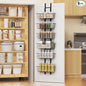 6 Tier Over the Door Pantry Organizer, Over the Door Spice Rack with Adjustable Baskets, Metal Hanging Door Pantry Organizers and Storage for Kitchen Bathroom Bedroom, Black