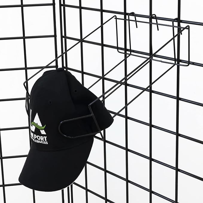 Grid-wall Cap Display Rack for Displaying Fitted Hats, Snapback Hats, Unstructured, and Ball Caps (Quantity 5) (5)