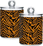 ALAZA 2pcs Tiger Print Animal Qtip Holder Dispenser 14 oz Bathroom Storage Clear Apothecary Jars Containers Cotton Ball,Cotton Rounds,Floss Picks, Hair Clips, Food