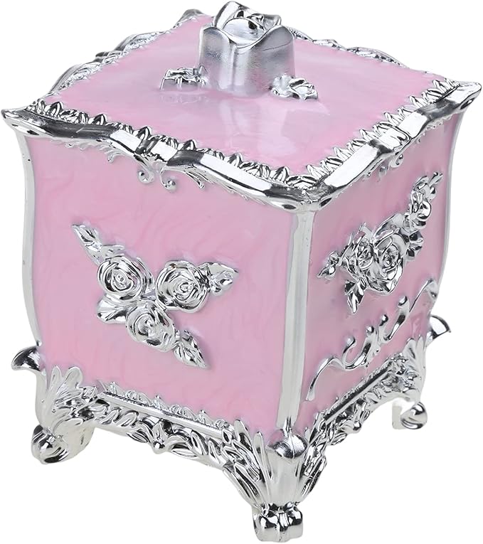 Cotton Canister Dispenser Box Cotton Swab Storage Box With Lid Makeup Table Cosmetics Containers, silver