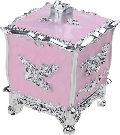 Cotton Canister Dispenser Box Cotton Swab Storage Box With Lid Makeup Table Cosmetics Containers, silver