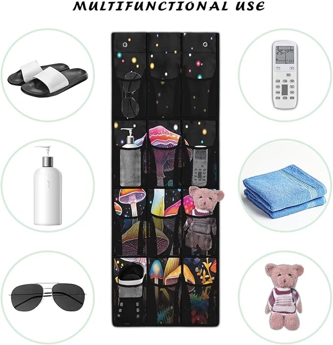Cowhide Pattern Over The Door Organizer 12 Pockets Over The Door Closet Organizer Large Capacity Shoe Holder Hanger for Living Room Easy to Install Shoe Holder Hanger