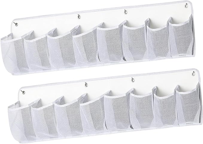 2 Pieces RV Shoe Storage Bags Shoes Rack Practical Hanging Shoe Organizer for Tools Accessories Books Camping Dorm Pantry, White