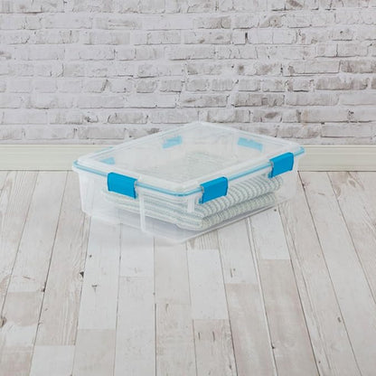 Sterilite 8-Pack Gasket Box, Weather-Resistant Storage Bins with Latching Lids, 37 Quart - Heavy-Duty Organizing Containers for Closet, Bathroom, and Office