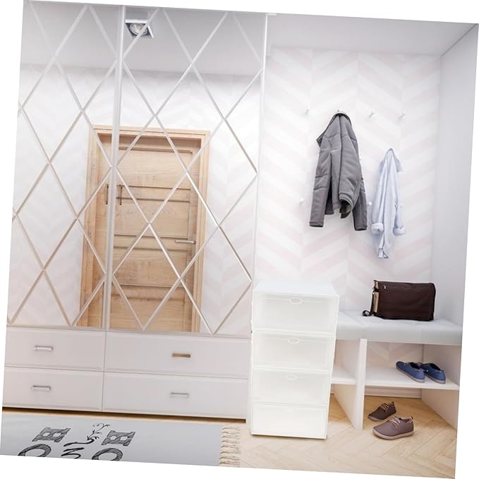 4pcs Sturdy Transparent Plastic Shoe Storage Box Multifunctional Household Organizer Stackable Design for Efficient Shoe Space Management