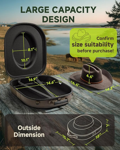 BRANTMAKER Cowboy Hat Box, Cowboy Hat Case for Travel, Crush Proof Storage for Western/Panama/Fedora, Carrier with Adjustable Shoulder Strap & Brush