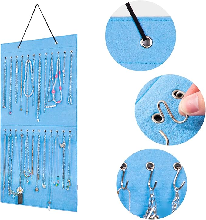 Necklace Holder Hanging Jewelry Organizer Storage with 24 Hook Jewelry Display Wall Mounted