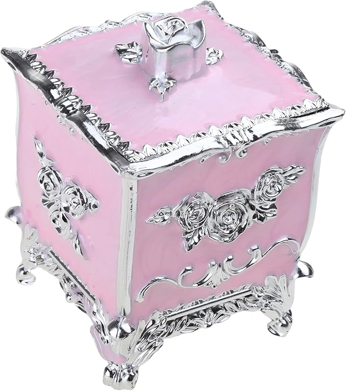 Cotton Canister Dispenser Box Cotton Swab Storage Box With Lid Makeup Table Cosmetics Containers, silver