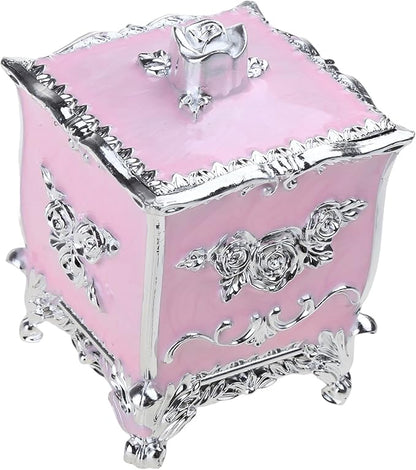 Cotton Canister Dispenser Box Cotton Swab Storage Box With Lid Makeup Table Cosmetics Containers, silver