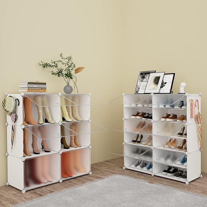 Shoe Storage,24 Pairs Rack Organizer for Closet Cabinet with Door Shelves Closet,Entryway,Hallway,Bedroom