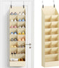Lifewit 8 Tier Over the Door Shoe Organizer with 15 Large Deep Pockets, Fabric Hanging Shoes Shelf for Closet, Dorm Storage, Fit Up to 16 Pair Shoe Rack Holder for Sneakers, Boots, Beige