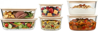 Urban Green Glass Food Container Set with Glass Lid, 6 Pack, Food Storage Containers Set, Airtight, LeakProof, Micowave Safe, 100% Plastic Free, Meal Prep Containers (White Color)