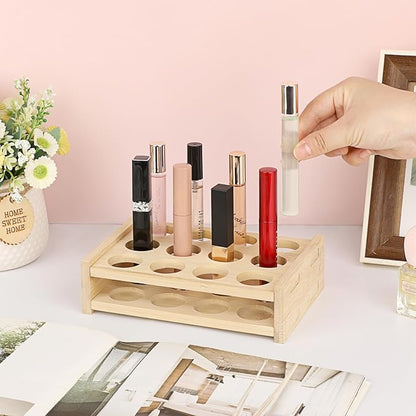 Hipiwe Essential Oils Racks Display Stand 12 Slots Essential Oil Bottle Organizer Tabletop Storage Rack for 15ml 10ml 5ml Bottles Rollerball Lipstick Holder Perfume Nail Polish Shelf