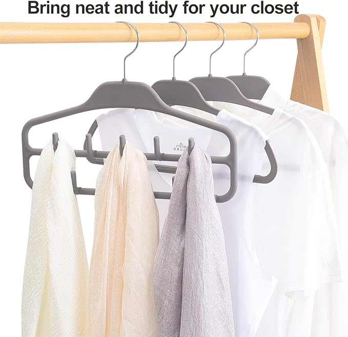 Belt Hanger Rack Holder for Closet, Sturdy Belt Organizer with 360 Degree Swivel, 11 Large Sturdy Belt Hooks, Non Slip Rubberized Belt Storage, Grey