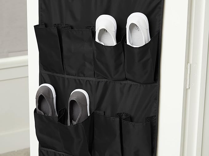 Covermates Keepsakes Over the Door Shoe Organizer – Heavy-Duty Hanging Footwear Storage with 20 Pockets and Stainless Steel Hooks – Space-Saving Closet & Bedroom Organization, Black