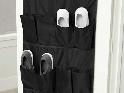 Covermates Keepsakes Over the Door Shoe Organizer – Heavy-Duty Hanging Footwear Storage with 20 Pockets and Stainless Steel Hooks – Space-Saving Closet & Bedroom Organization, Black
