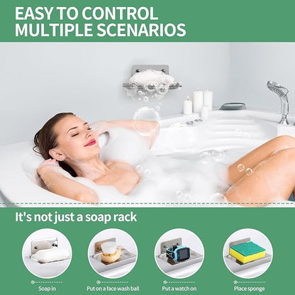 YUZP Soap Holder for Shower with Stainless Steel,Rustproof Soap Saver Sponge Holder for Bathroom,Tub,Kitchen Sink (Chrome Bore)