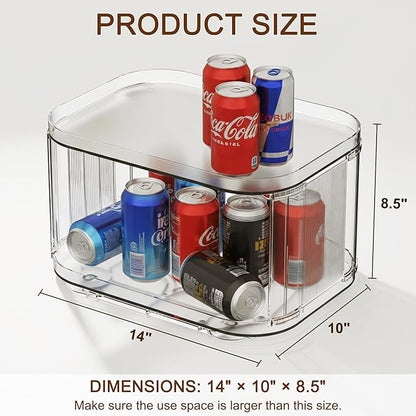 Lazy Susan Organizer for Cabinet, Pantry, Countertop (2 Tier 14" x 10" Clear - 1 Pack, Rectangular)