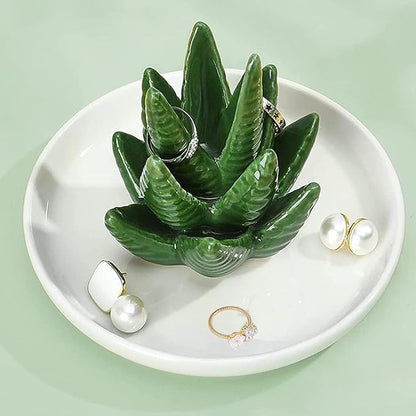Ceramic Jewelry Holder.Storage Box For Rings,Earrings,Necklaces And Bracelets.Birthday Wedding Holiday Gift For ladies And Girls Jewelry Tray. (Aa)