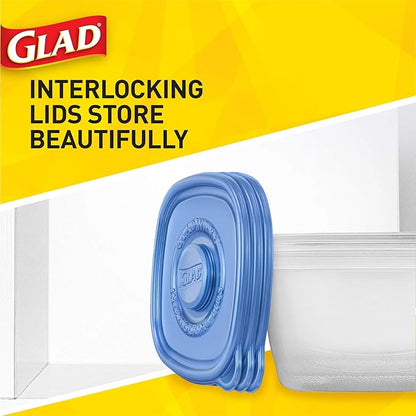 Glad GladWare MatchWare Food Storage Containers with Lids, No BPA Reusable Plastic 20 Piece Variety Pack for Lunches, Meal Prep, and Leftovers, Leak Resistant, Microwave and Dishwasher Safe - 2 Pack